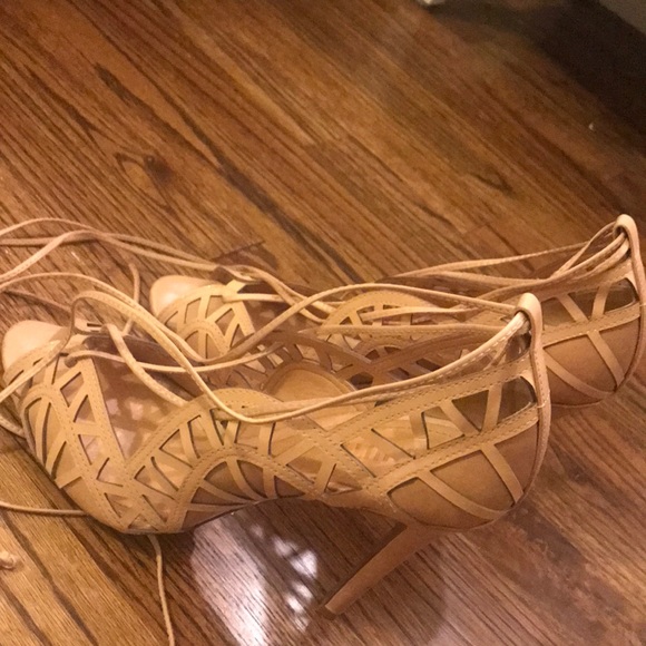 SCHUTZ Nude Lace Up Pumps - Picture 5 of 8